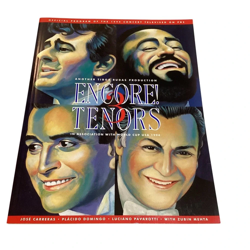 Encore The 3 Tenors 1994 Concert Program Dodger Stadium Pavarotti Domingo Vtg.